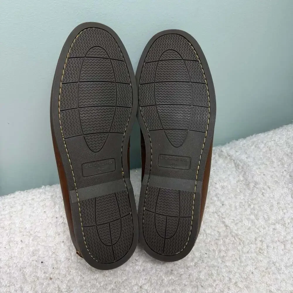 Dockers Vargas Boat Shoes Size 12W Brown Leather Casual Loafers Mens Like New